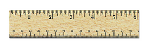 Flat Wood Ruler w/Double Metal Edge, Standard, 12" Long, Clear Lacquer Finish
