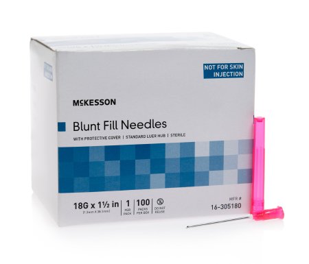 Fill Needle McKesson 45° Blunt Bevel 18 Gauge 1-1/2 Inch-100/BOX