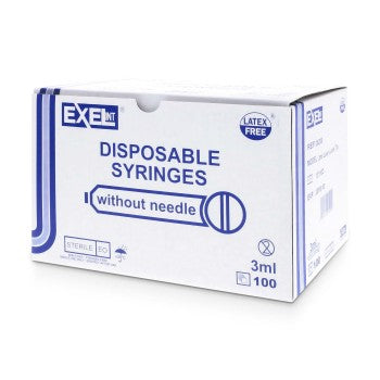 Exel Syringe, 3mL, Luer Lock, with Cap, 100/Bx