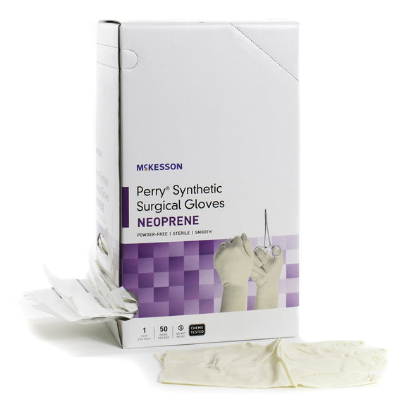 CASE/200: Surgical Glove McKesson Perry® Synthetic Surgical Gloves Size 7 Sterile Polychloroprene Standard Cuff Length Smooth Cream Chemo Tested
