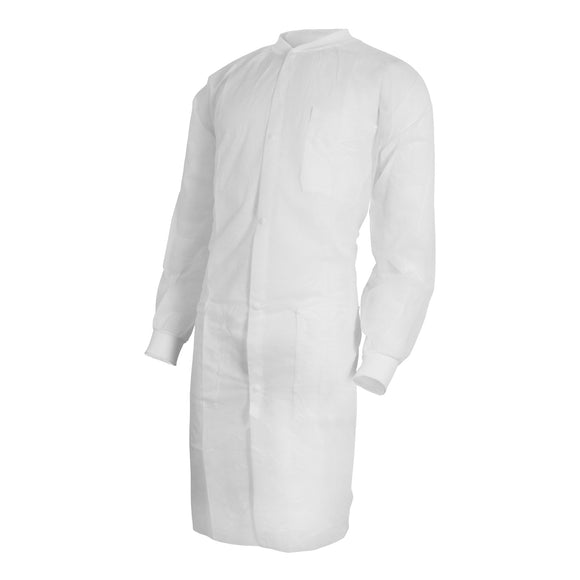 BAG/10: Lab Coat McKesson White Small / Medium Knee Length Spunbond Polypropylene Disposable