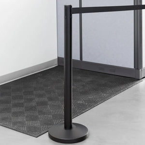 Lancaster Table & Seating Black 40" Crowd Control / Guidance Stanchion with 10' Retractable Belt