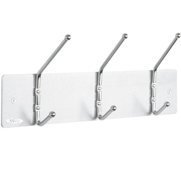 Safco 4161 Satin Metal Three-Peg Coat Hook / Wall Rack