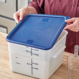 Choice 12, 18, and 22 Qt. Blue Square Polypropylene Food Storage Container Lid
