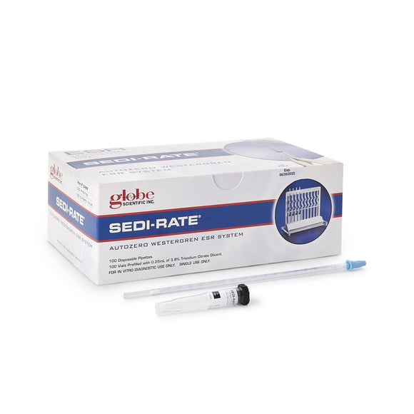 BOX/100: Hematology Test Kit Sedi-Rate™ Autozero Westergren Erythrocyte Sedimentation Rate (ESR) Whole Blood Sample 100 Tests CLIA Waived