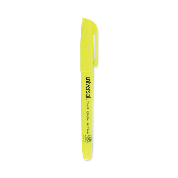 PACK/36; Universal Pocket Highlighter Value Pack, Fluorescent Yellow Ink, Chisel Tip, Yellow Barrel, 36/Pack