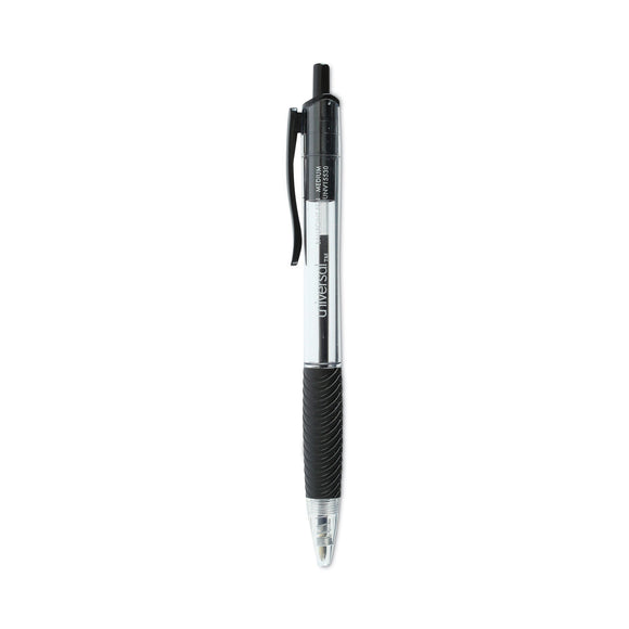 DZ/12: Universal Comfort Grip Ballpoint Pen, Retractable, Medium 1 mm, Black Ink, Clear/Black Barrel, Dozen