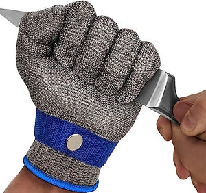 Dowellife Level 9 Cut Resistant Glove – Stainless Steel Mesh – 1-Pack – For Butcher Meat Slicing – S M L XL