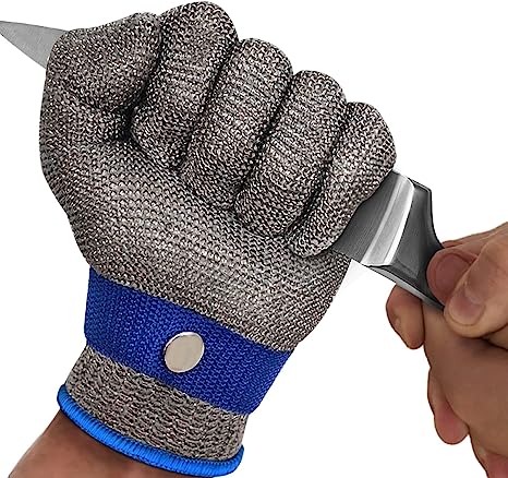 1 Each: MAFORES Level 9 Cut Resistant Glove Food Grade, 2.0 Upgraded Stainless Steel Mesh Metal Glove Durable Rustproof Reliable Cutting Glove for Kitchen Meat Cutting, Fishing, Oyster Shucking (Large