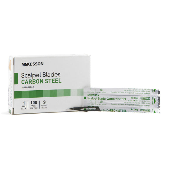 BOX/100: Surgical Blade McKesson Brand Carbon Steel No. 11 Sterile Disposable Individually Wrapped