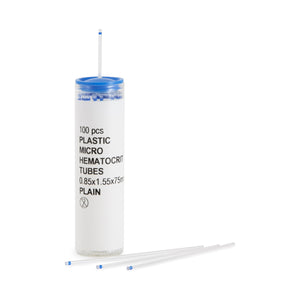 McKesson Capillary Blood Collection Tube Micro-hematocrit Plain 75 mm Length 40 µL Blue Stripe Without Closure Plastic Tube