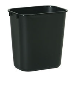 PACK/4; Rubbermaid Commercial Products Plastic Wastebasket/Trash Can, 7-Gallon/28-Quart, Black, for Bedroom/Bathroom/Office, Fits under Desk/Cabinet/Sink, Pack of 4