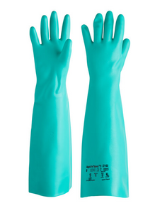 Ansell AlphaTec Solvex 37-185 18" Green 22 Mil Unsupported Sandpatch Nitrile Gloves - Medium - Pair