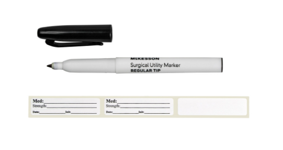 Surgical Utility Marker with Label McKesson Black Cap-50/BX