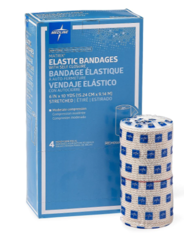 Elastic Bandage Matrix 6 Inch X 10 Yard Double Hook and Loop Closure Natural NonSterile Medium Compression-20/CS