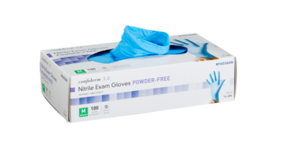 Exam Glove McKesson Confiderm® 3.8 Medium NonSterile Nitrile Standard Cuff Length Textured Fingertips Blue Not Rated-1000/CS