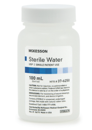 Irrigation Solution McKesson Sterile Water for Irrigation Not for Injection Bottle, Screw Top 100 mL-48/CS