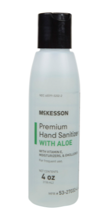 Hand Sanitizer with Aloe McKesson Premium 4 oz. Ethyl Alcohol Gel Bottle-24/CS