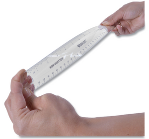 Non-Shatter Flexible Ruler, Standard/Metric, 12" Long, Plastic, Clear-EA