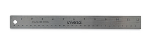 Stainless Steel Ruler with Cork Back and Hanging Hole, Standard/Metric, 12" Long-EA