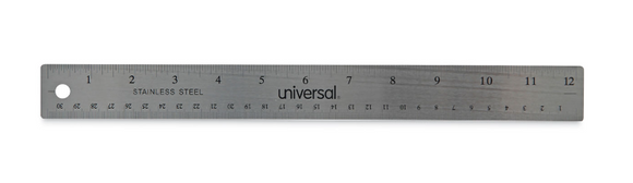 Stainless Steel Ruler with Cork Back and Hanging Hole, Standard/Metric, 12