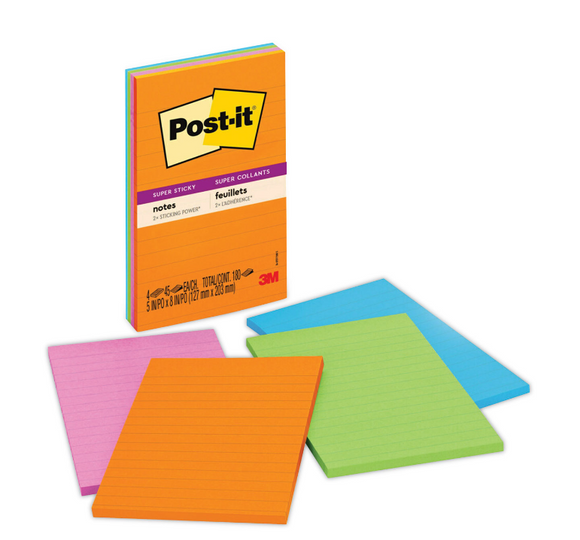 Pads in Energy Boost Collection Colors, Note Ruled, 5