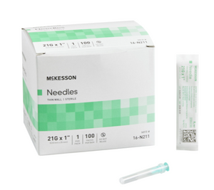 Hypodermic Needle McKesson 1 Inch Length 21 Gauge Thin Wall Without Safety-1000/CASE