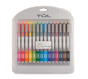 Tul Retractable Gel Pens, Bullet Point, 0.7 mm, Gray Barrel, Assorted Standard and Bright Ink Colors, Pack of 14