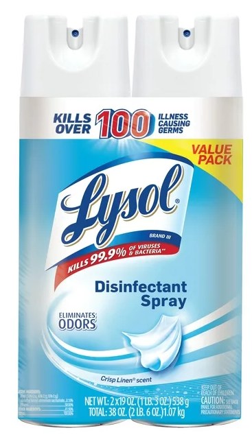 Lysol Disinfectant Spray, Crisp Linen, 38oz (2X19oz)