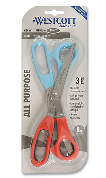 All Purpose Value Stainless Steel Scissors Three Pack, 8