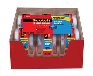 3850 Heavy-Duty Packaging Tape with Dispenser, 1.5" Core, 1.88" x 66.66 ft, Clear, 6/Pack