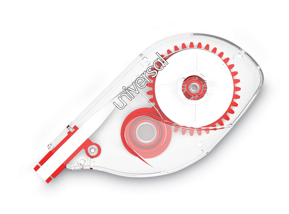 Side-Application Correction Tape, Non-Refillable, Transparent Gray/Red Applicator, 0.2