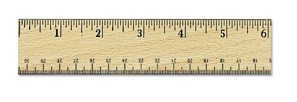Flat Wood Ruler w/Double Metal Edge, Standard, 12