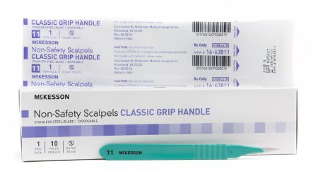 Scalpel McKesson No. 11 Stainless Steel / Plastic Classic Grip Handle Sterile Disposable