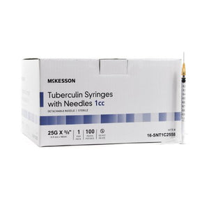 CASE/1000: Syringe with Hypodermic Needle McKesson 1 mL 25 Gauge 5/8 Inch