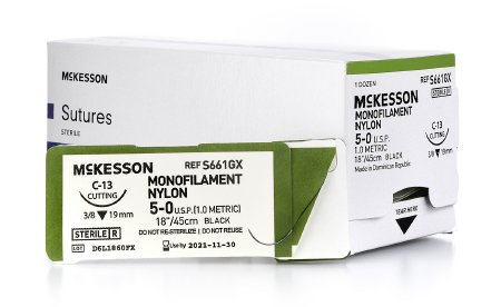 Suture with Needle McKesson Nonabsorbable Uncoated Black Suture Monofilament Nylon