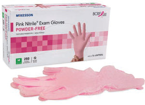 Exam Glove McKesson Pink Nitrile® Medium NonSterile Nitrile Standard Cuff Length Textured Fingertips Pink Not Chemo Approved 250/BX