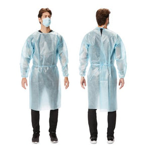 Protective Procedure Gown Large Blue NonSterile AAMI Level 1 Disposable