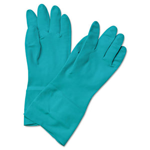 Flock-Lined Nitrile Gloves, Small, Green, 1 Dozen