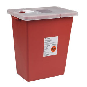 CASE/10: Sharps Container SharpSafety™ 1-Piece 17-1/2 H X 15-1/2 W X 11 D Inch 8 Gallon Red Hinged Lid