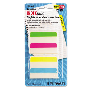 PACK/48: Write-On Index Tabs, 1/5-Cut Tabs, Assorted Colors, 2" Wide, 48/Pack