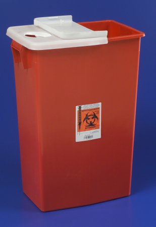 Sharps Container SharpSafety™ 1-Piece 26 H X 18-1/4 W X 12-3/4 D Inch 18 Gallon Red Hinged Lid