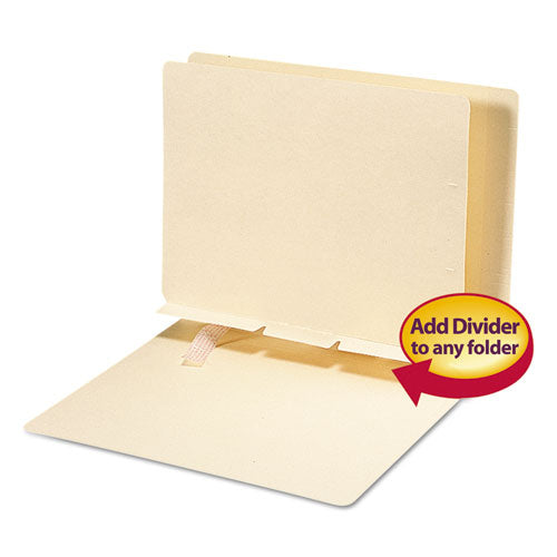 Self-Adhesive Folder Dividers for Top/End Tab Folders, Prepunched for Fasteners, Letter Size, Manila, 100/Box