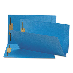 Heavyweight Colored End Tab Folders with Two Fasteners, Straight Tab, Legal Size, Blue, 50/Box