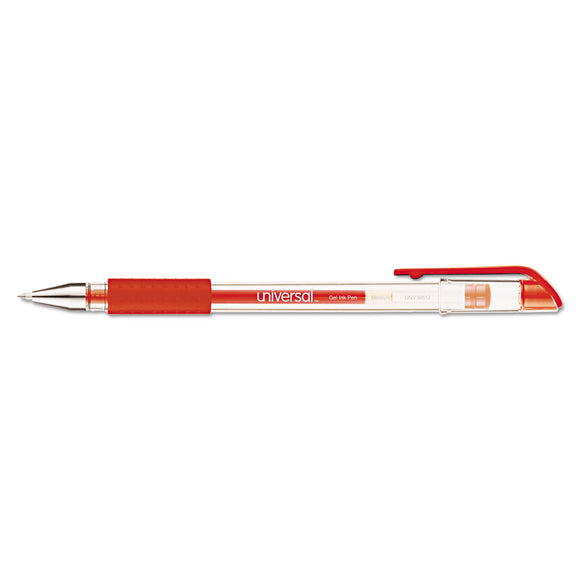 Comfort Grip Stick Gel Pen, Medium 0.7mm, Red Ink, Clear Barrel, Dozen