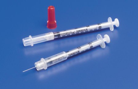 Tuberculin Syringe with Needle Monoject™ 1 mL 25 Gauge 5/8 Inch Attached Needle Sliding Safety Needle