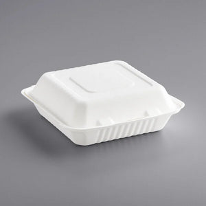 CASE/200: EcoChoice Compostable Sugarcane / Bagasse 1 Compartment Take-Out Box 9" x 9" x 3"