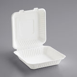 CASE/200: EcoChoice Compostable Sugarcane / Bagasse 1 Compartment Take-Out Box 9" x 9" x 3"