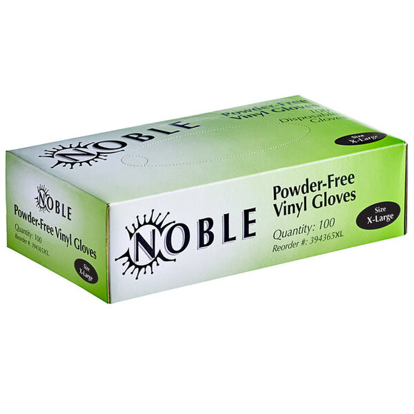 Case of 1000 (10 Boxes of 100): Noble Products Small Powder-Free Disposable Vinyl Gloves for Foodservice