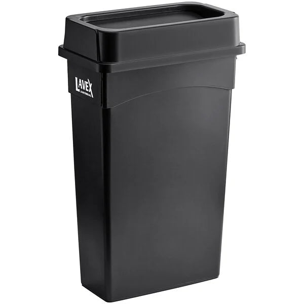 EACH/1: Lavex Janitorial 23 Gallon Black Slim Rectangular Trash Can an –  BlueSky Supplies